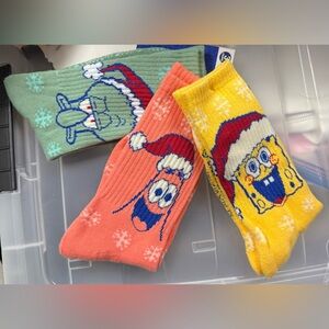 Nickelodeon SpongeBob SquarePants Christmas crew socks Santa Patrick Squidward